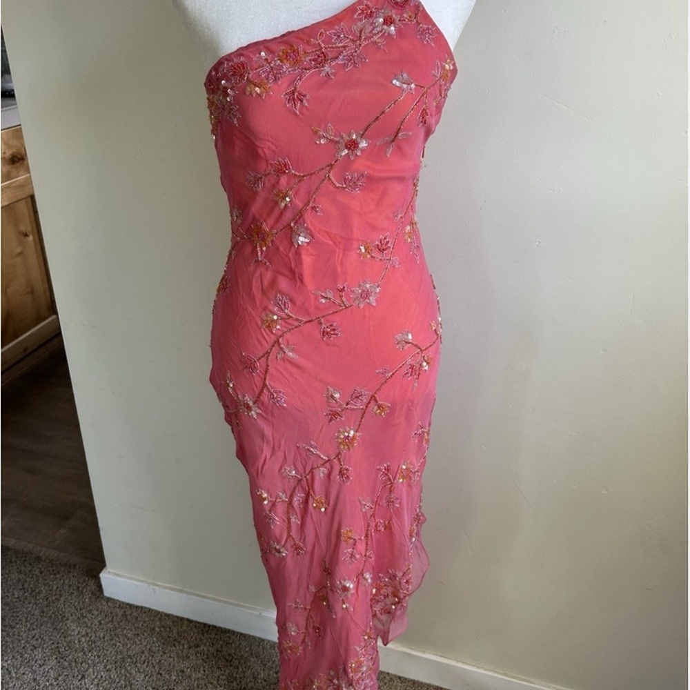 Scala Vintage 100% Silk One-Shoulder Dress